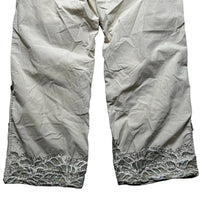 Maharishi Vintage Light Sand Beige Khaki Sequin Embroidered Combat Parachute Baggy Trousers (XS)