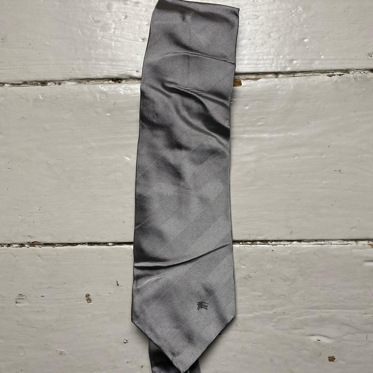 Burberry Burberrys Vintage Silk Silver Tie