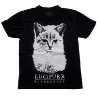 Black Craft Cult Lucipurr Cat Goth Grunge T Shirt Black and White (S)