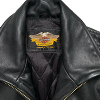 Harley Davidson Vintage Leather Black Motorcycle Jacket (L)