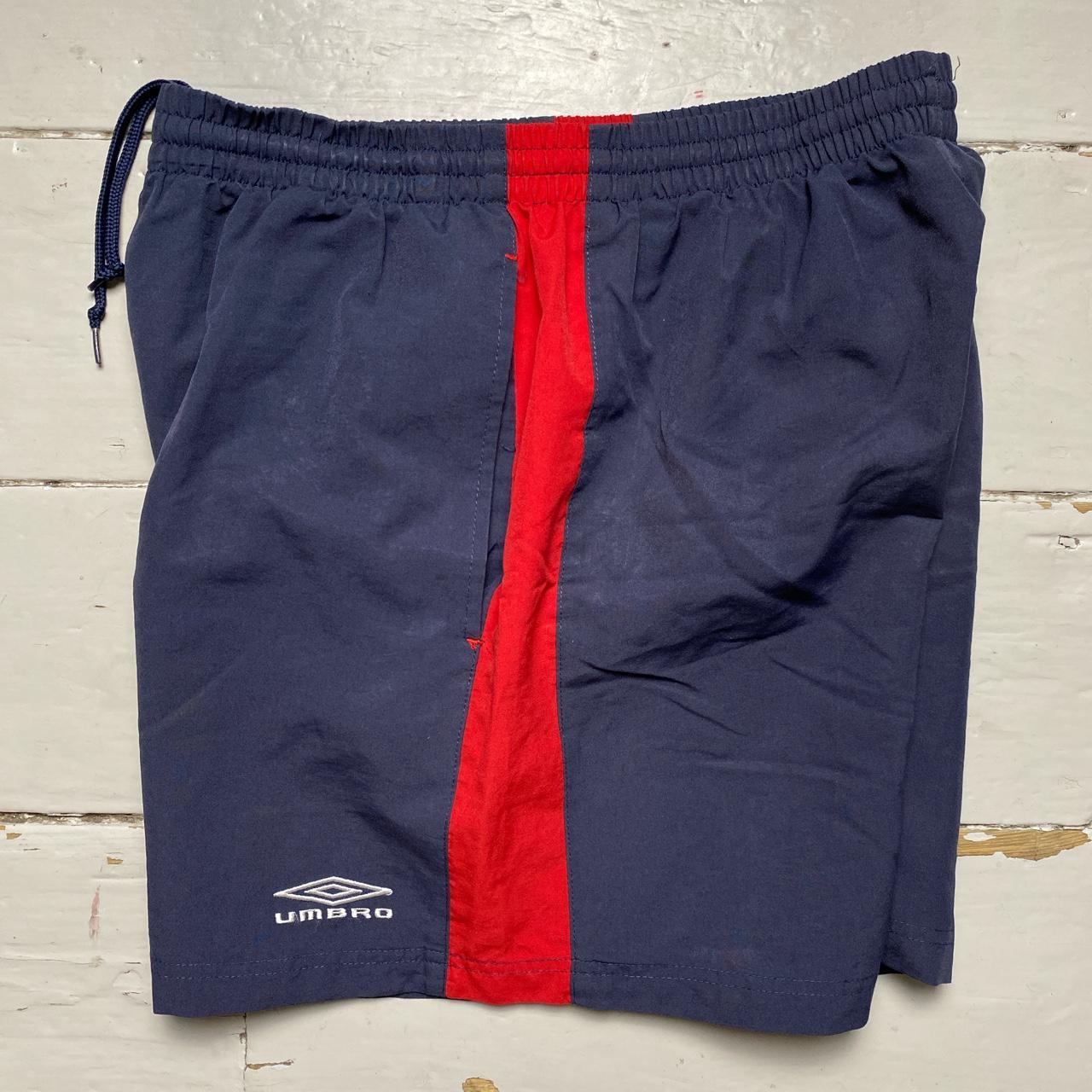 Umbro Navy and Red Shell Track Pant Shorts