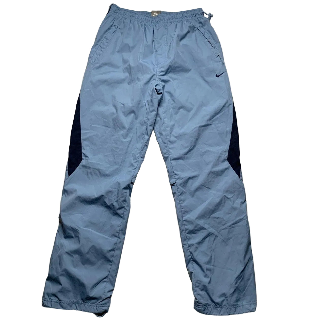 Nike Vintage Baby Light Blue and Navy Shell Trackpant Baggy Bottoms (S)