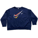 Nike Big Swoosh Navy and Multi Colour Baggy Jumper (2XL)