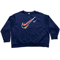 Nike Big Swoosh Navy and Multi Colour Baggy Jumper (2XL)