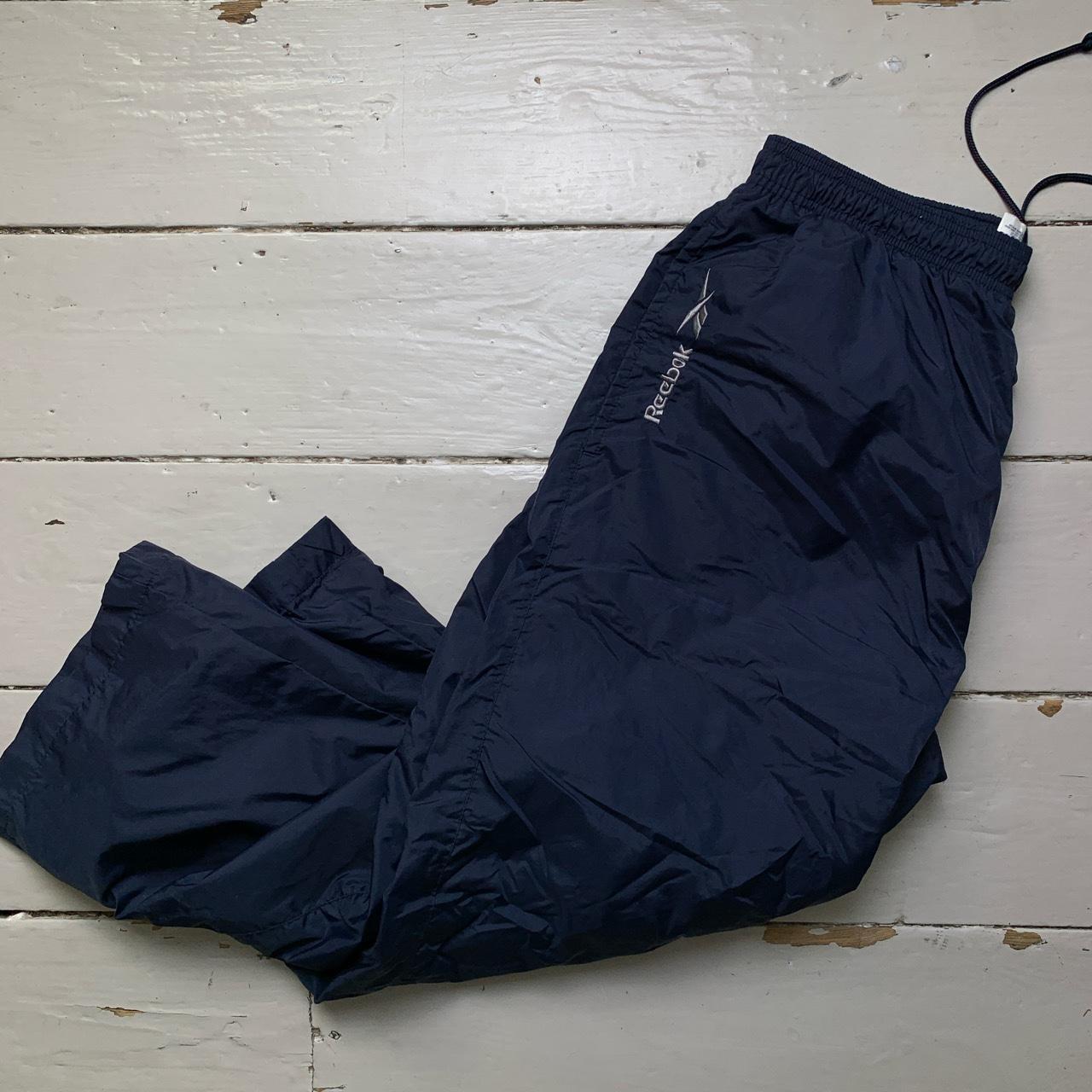 Reebok Navy and White Shell Trackpant Baggy Shorts