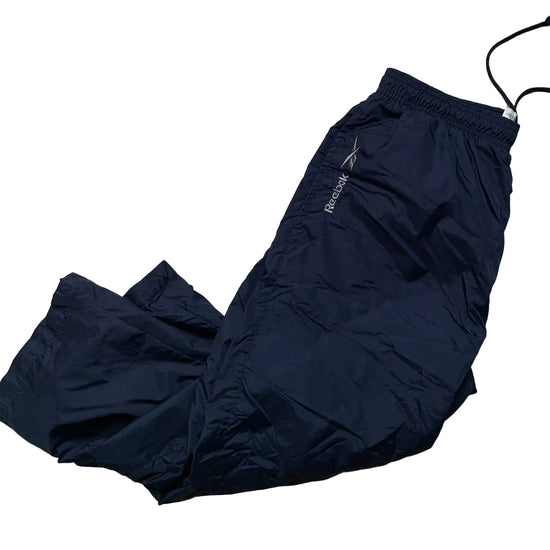Reebok Navy and White Shell Trackpant Baggy Shorts (L)