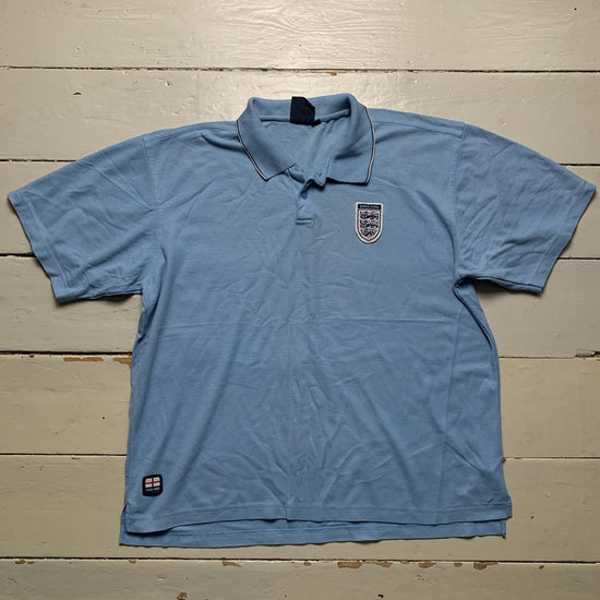 England Admiral Vintage Baby Blue Polo Football Shirt