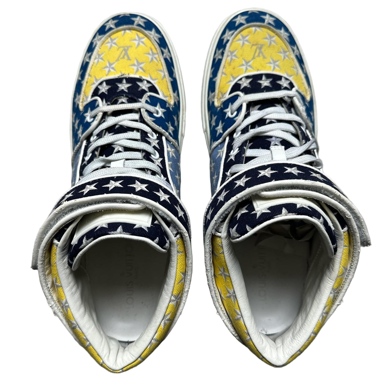 Louis Vuitton Acapulco Stars Monogram Mid Trainers Blue Yellow and White (UK 9)