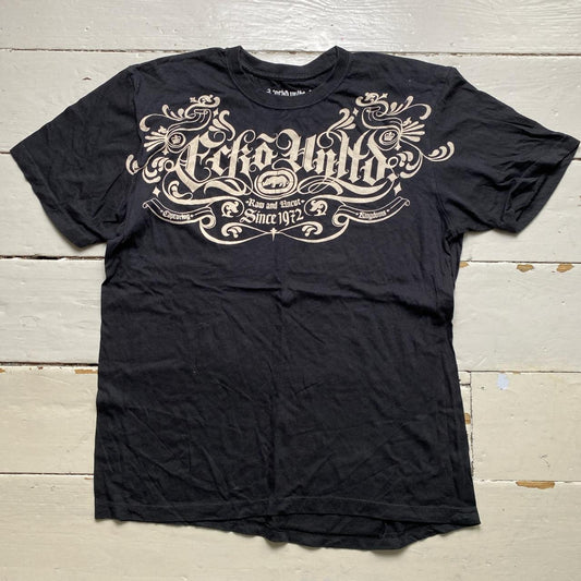 Ecko UNLTD Vintage Black and White Tattoo Print T Shirt