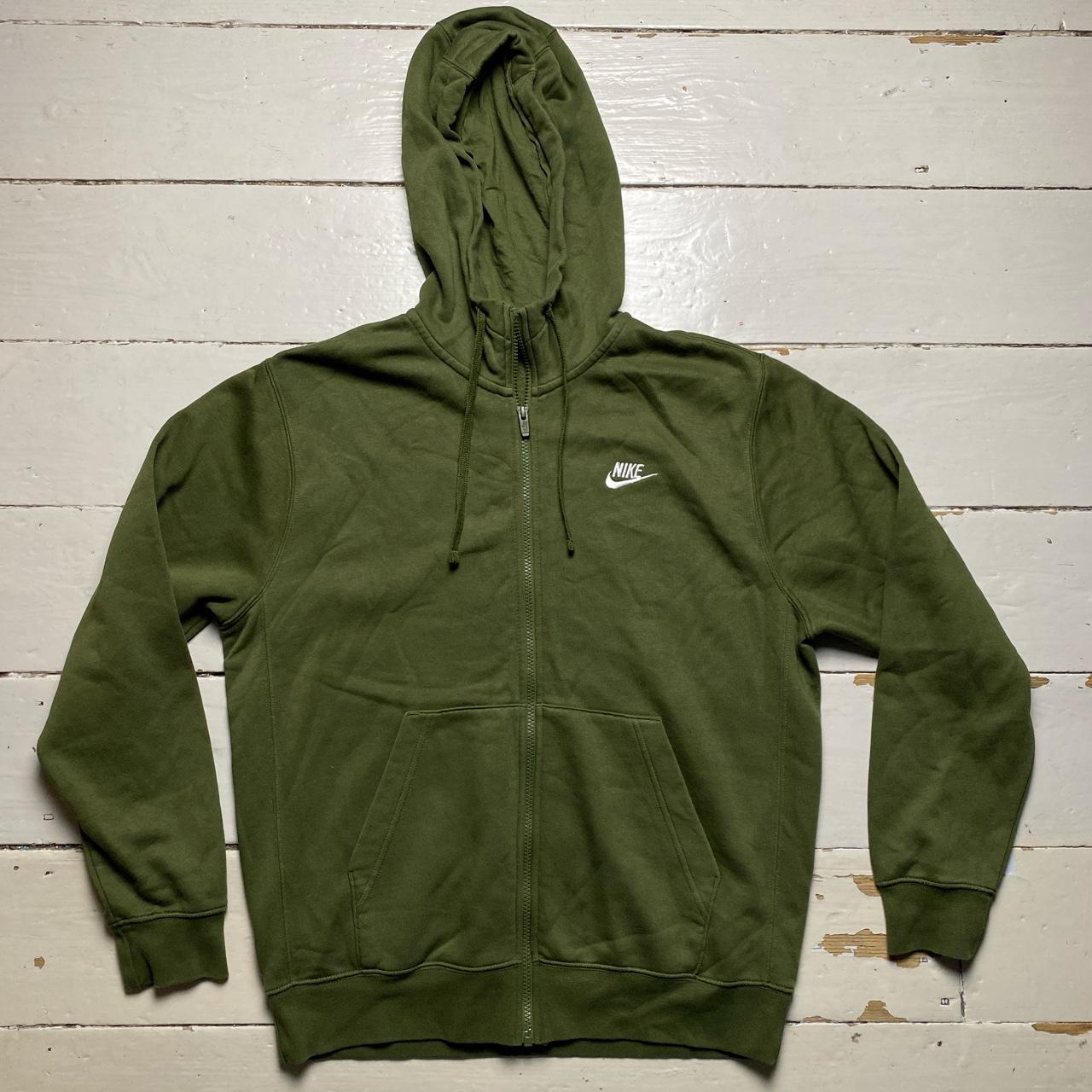 Nike Swoosh Khaki Green and White Hoodie