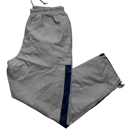 Nike Vintage Baggy Track Pant Cargo Style Shell Bottoms Navy Grey and Red (XL)