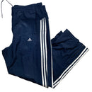 Adidas Navy and White 3 Stripe Shell Track Pant Baggy Bottoms (L)