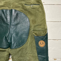 Nyman Swed Team Army Green Soft Velour Cotton and Leather Hunter Trousers
