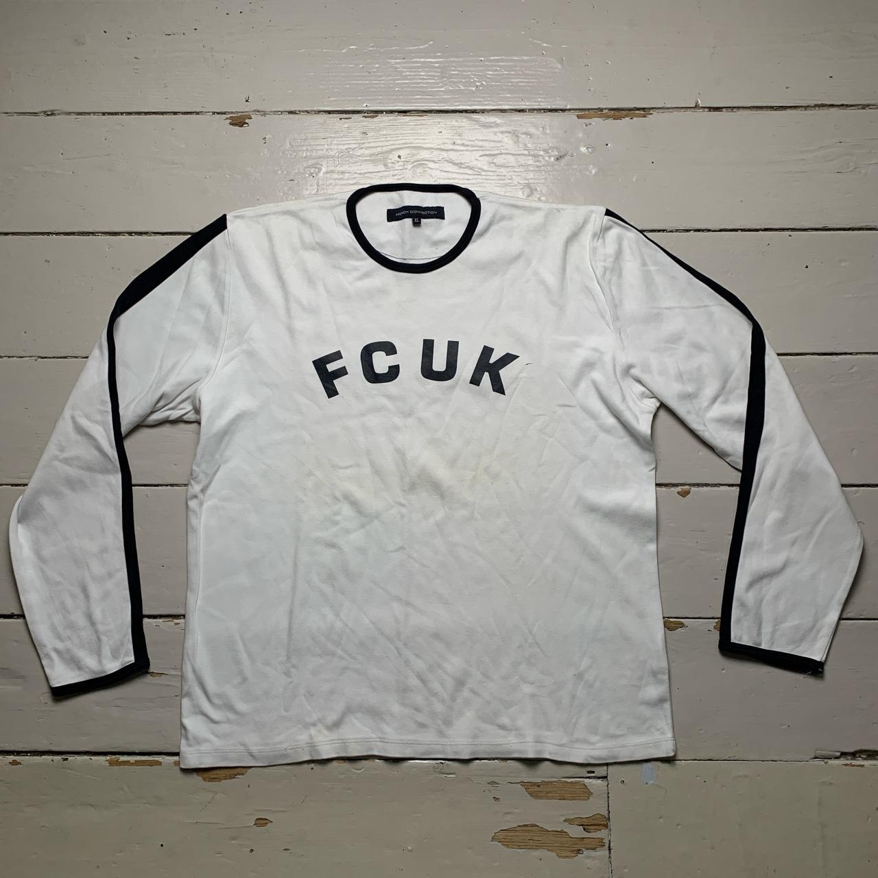 FCUK French Connection White and Black Long Sleeve T Shirt