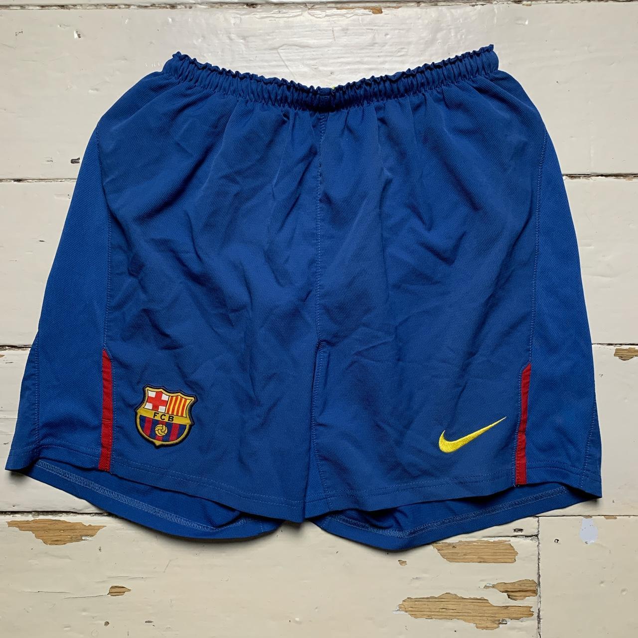 Nike Barcelona Vintage Football Shorts Blue and Yellow