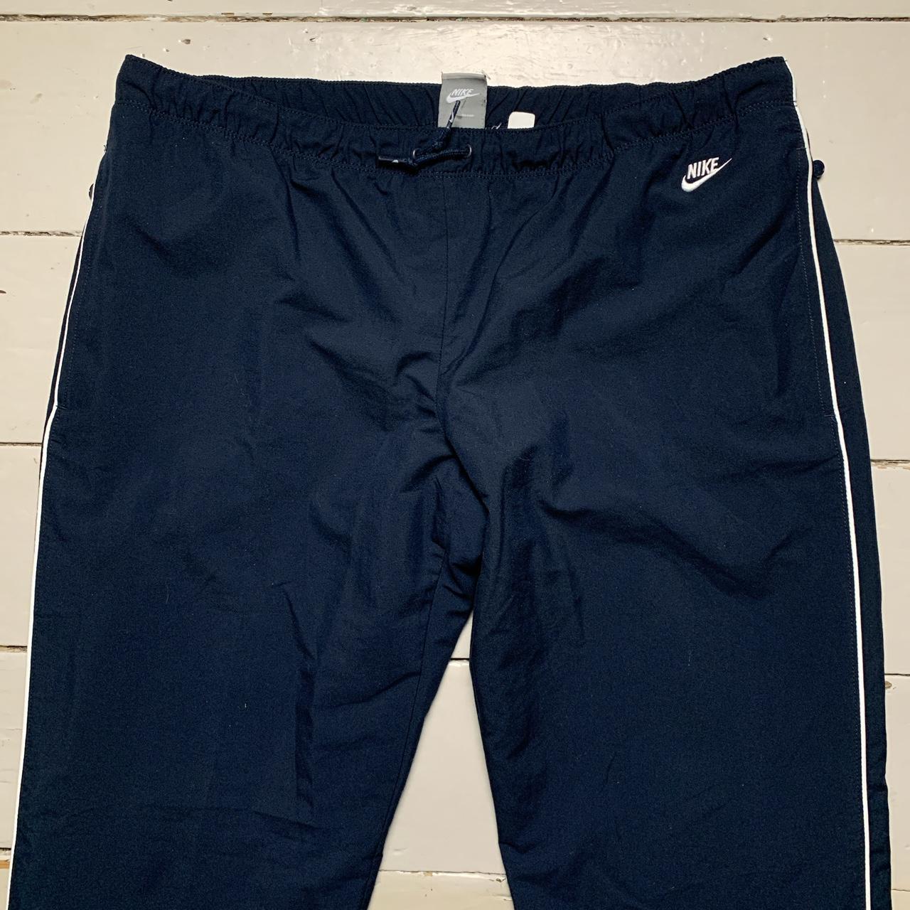 Nike Vintage Swoosh Baggy Shell Bottoms Navy and White