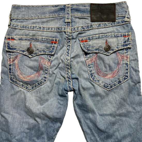 True Religion Light Blue Red White and Red Big Stitch Baggy Ricky Jean (30W)