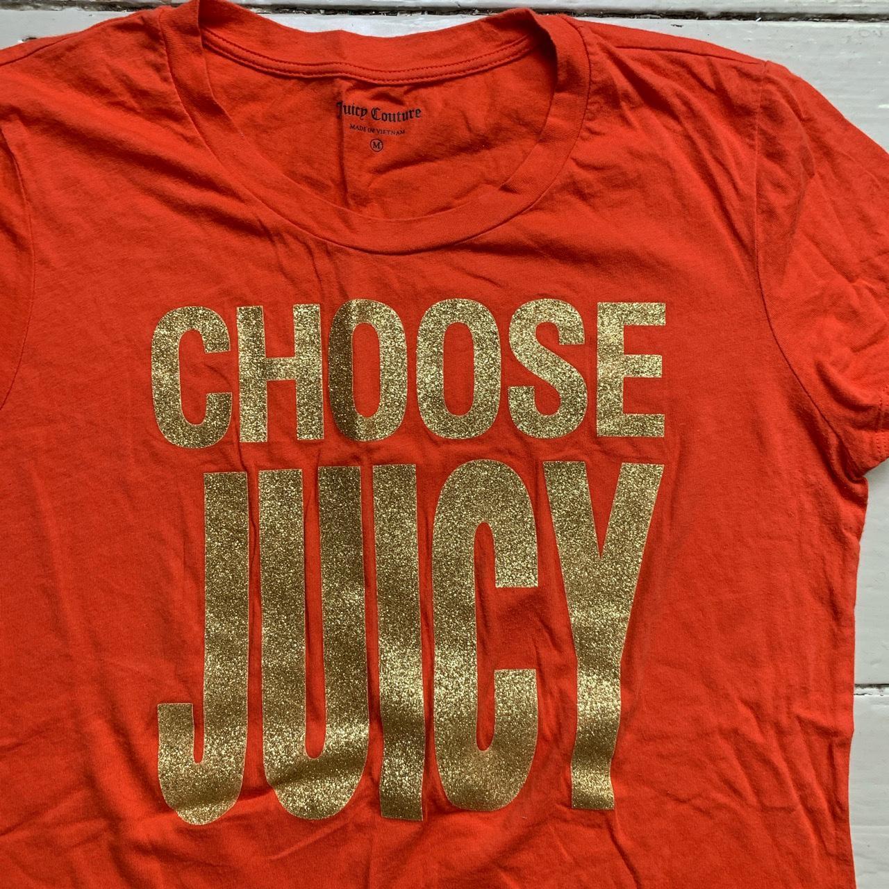 Juicy Couture Choose Juicy Orange and Gold Sparkly T Shirt