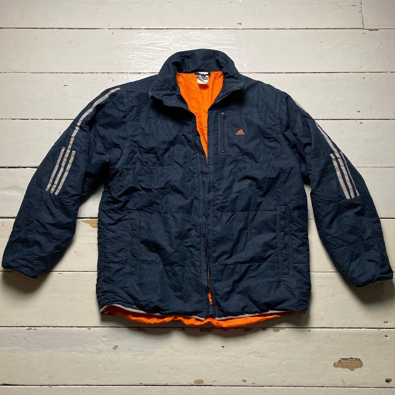 Adidas Vintage Navy and Orange Padded Jacket