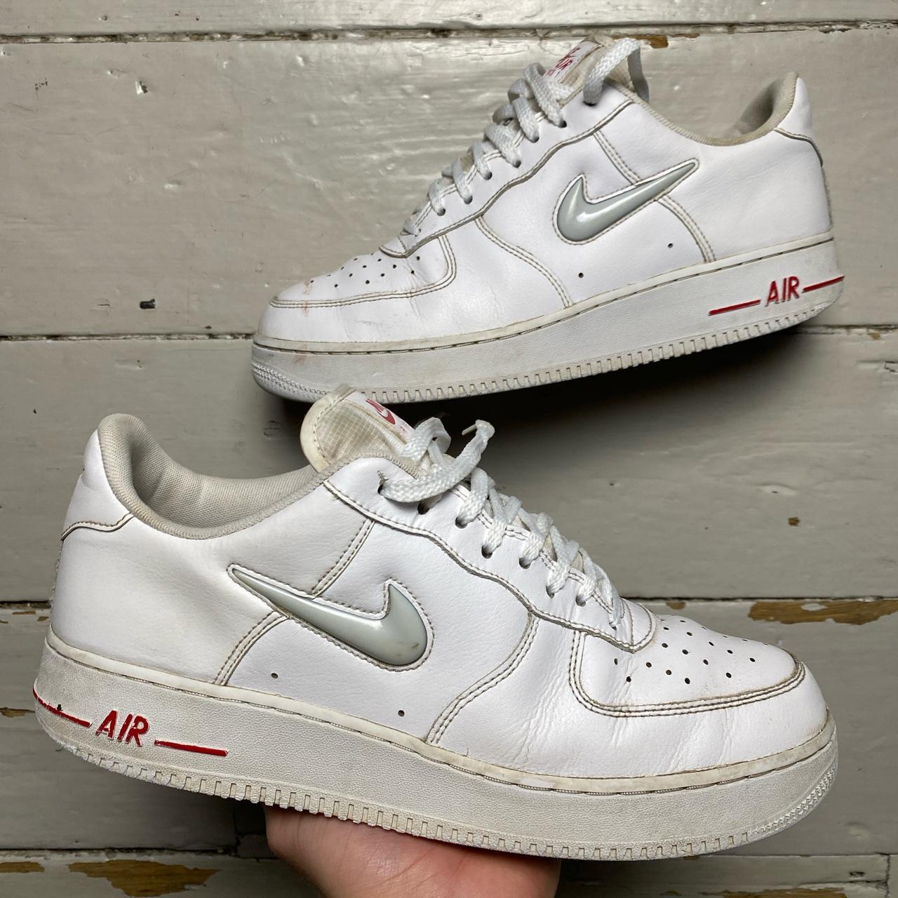 Nike Air Force 1 White Jewel and Red