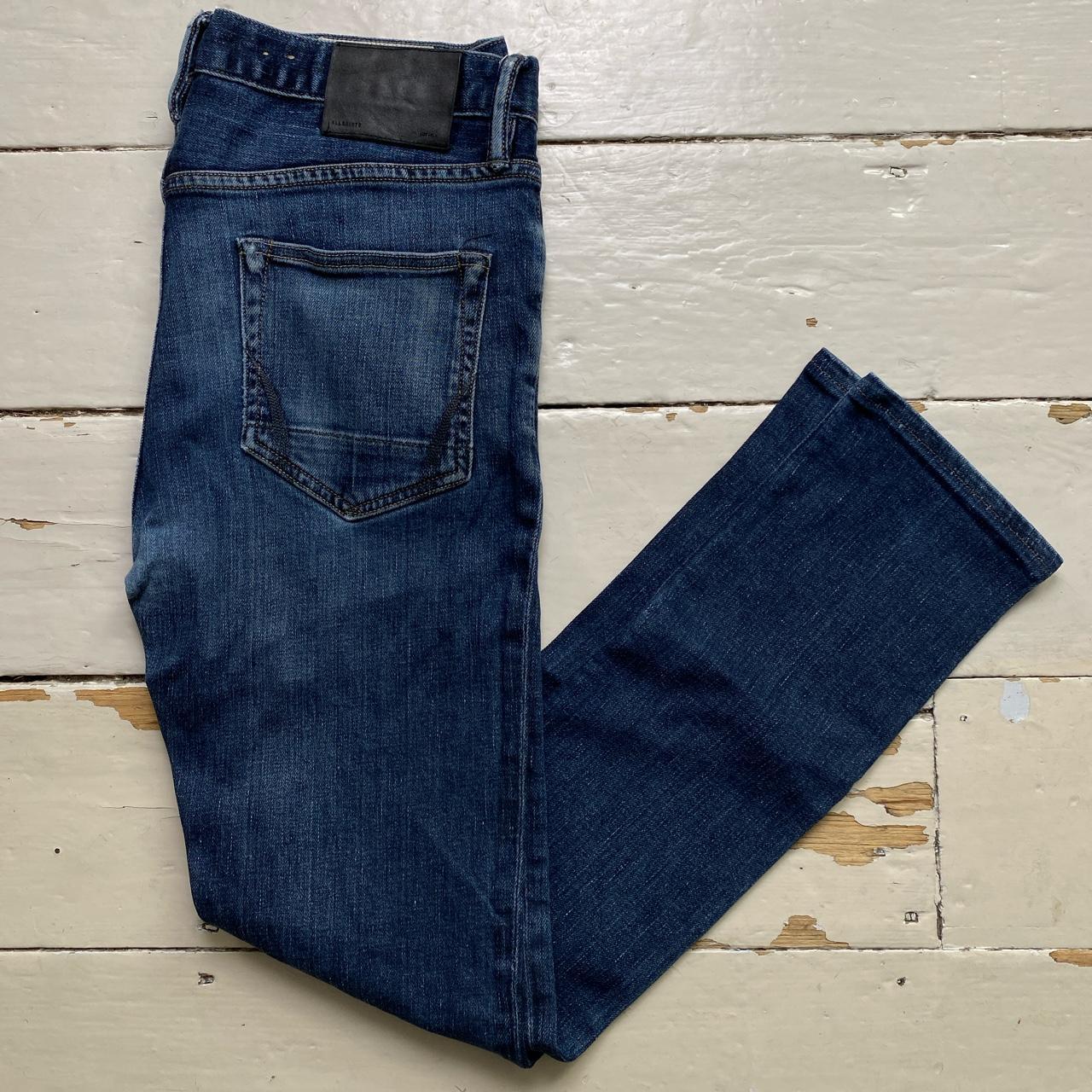 AllSaints Navy Slim Razor Jeans