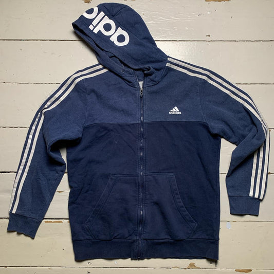 Adidas Vintage Blue and White Hoodie