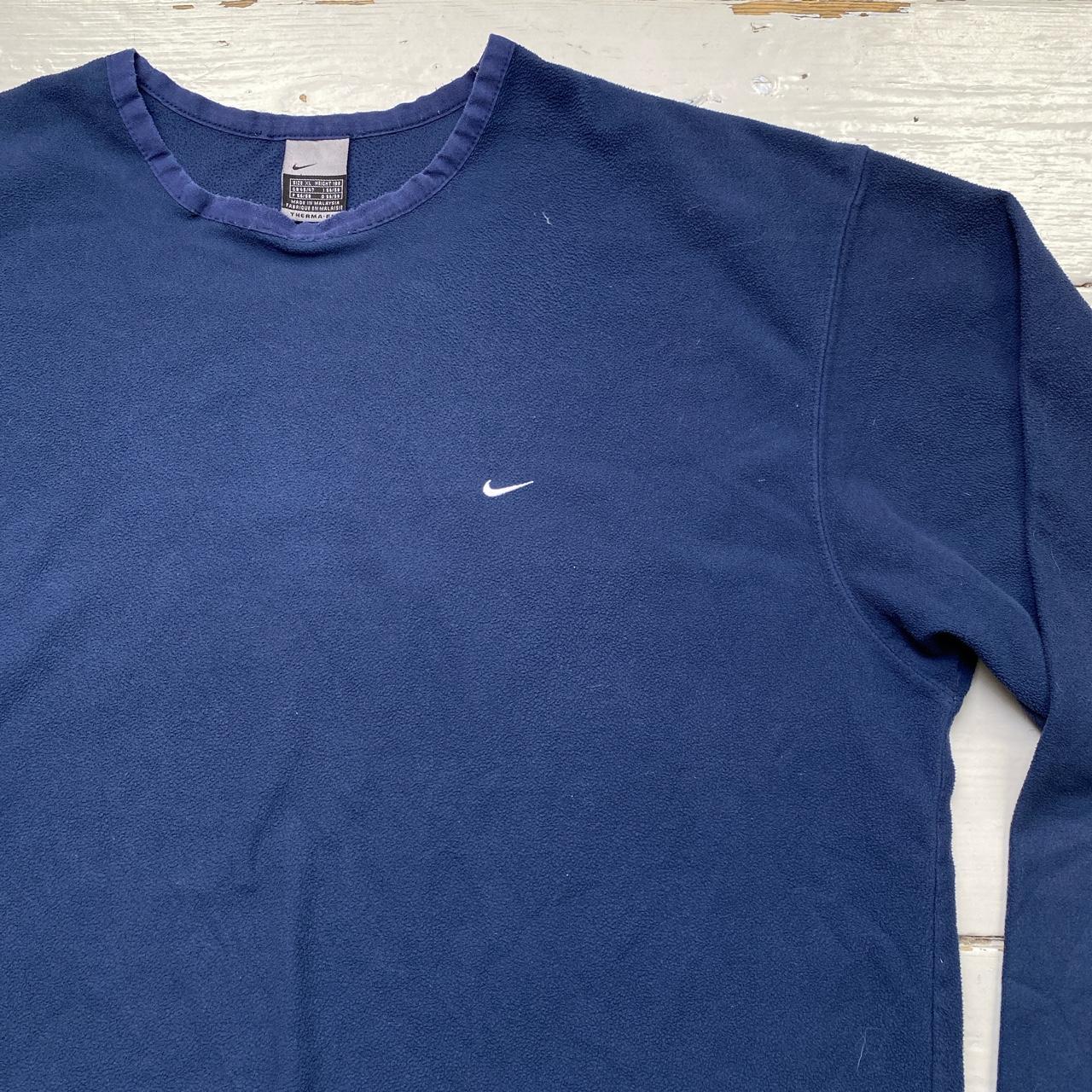 Nike Therma Fit Vintage Swoosh Navy and White Fleece Jumper