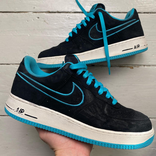 Nike Air Force 1 Black Light Blue and White