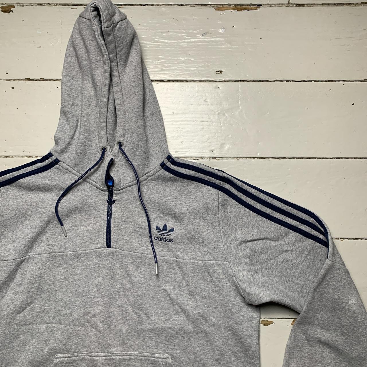 Adidas Navy Stripes and Grey Quarter Zip Hoodie