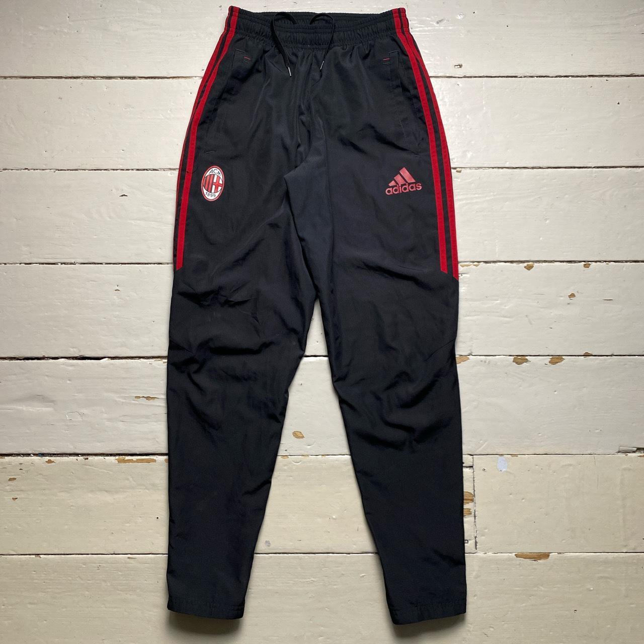 Adidas AC Milan Black and Red Shell Trackpant Bottoms