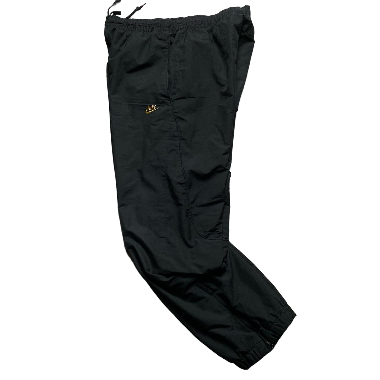 Nike Shell Trackpant Baggy Tracksuit Bottoms Black and Gold (L)
