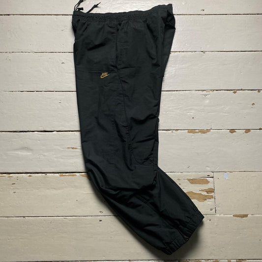 Nike Shell Trackpant Baggy Tracksuit Bottoms Black and Gold