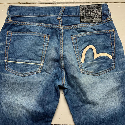 Evisu Vintage Light Blue White Daicock Swoosh Jeans