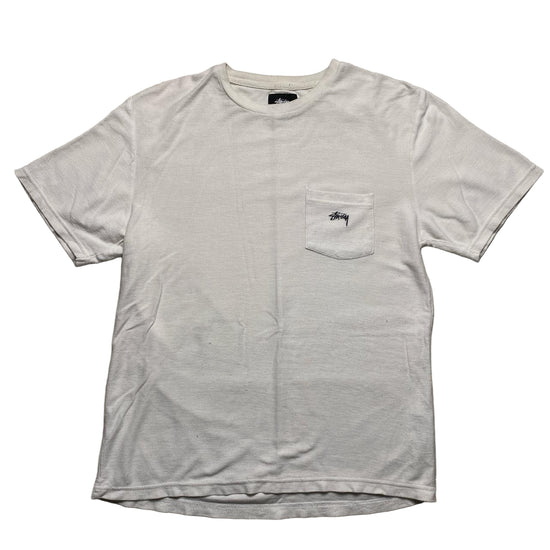 Stussy White and Black Pocket T Shirt (S)