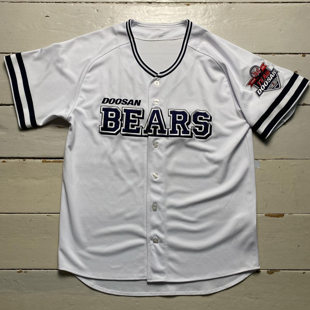 Doosan Bears Baseball Vintage Jersey White Navy and Red