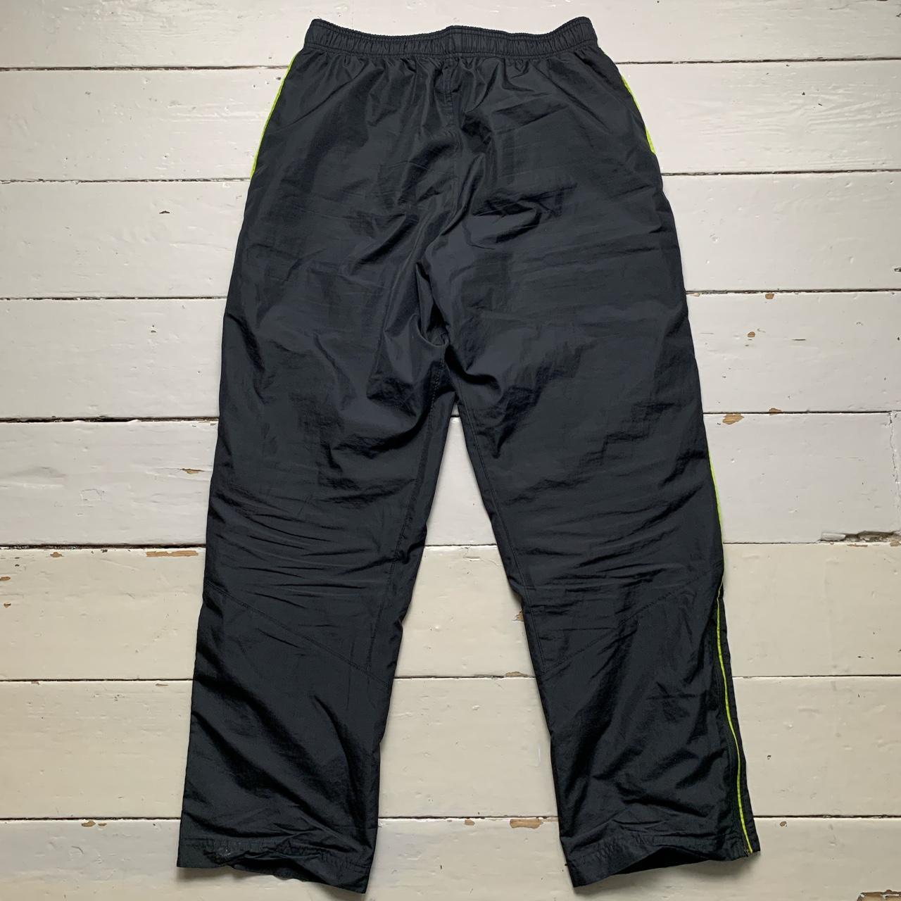 Nike Swoosh Vintage Shell Baggy Track Pant Bottoms Black and Neon Green