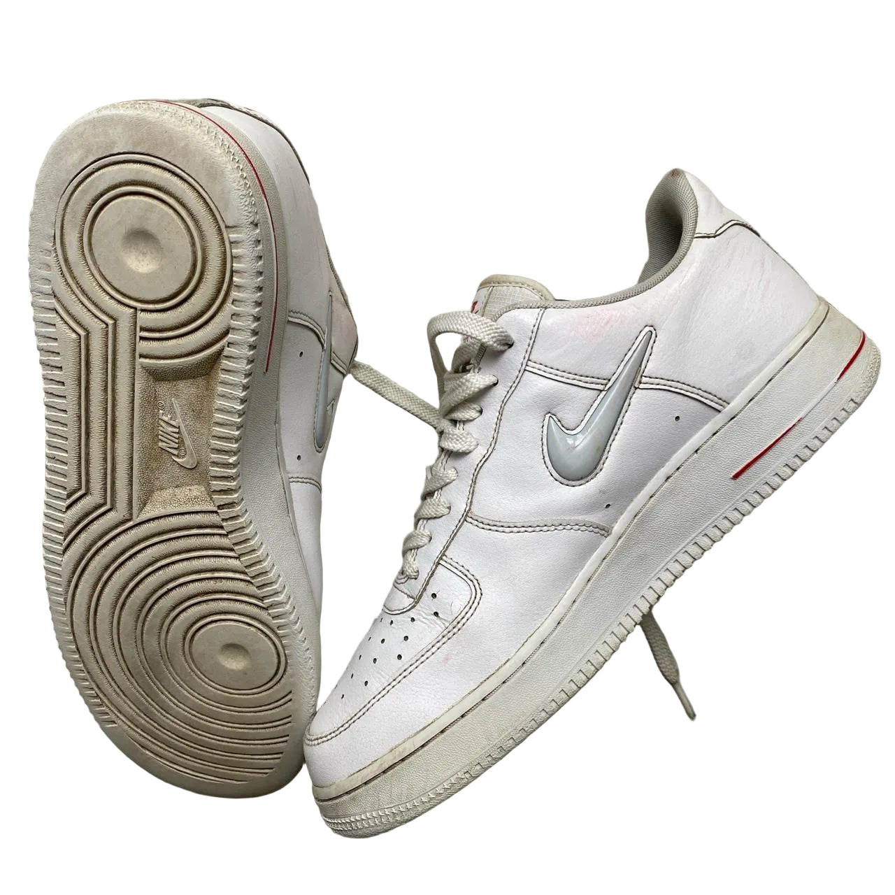 Nike Air Force 1 Jewel White and Red (UK 10)
