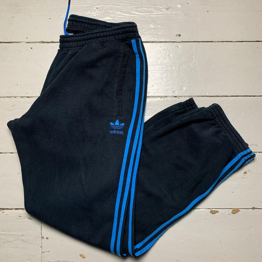 Adidas Originals Vintage Baggy Joggers Black and Blue Stripes