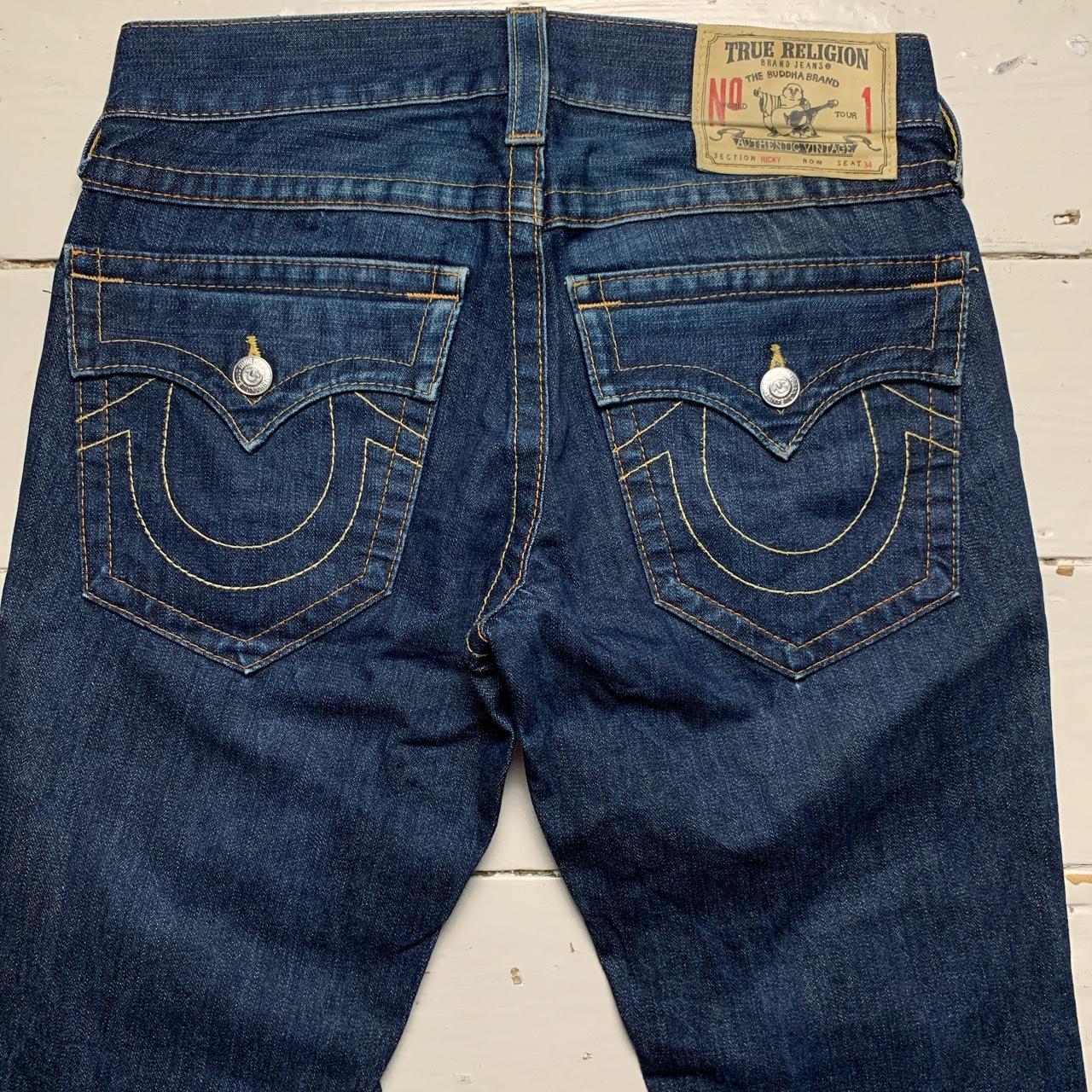 True Religion Ricky Dark Navy Jeans Yellow Stitch