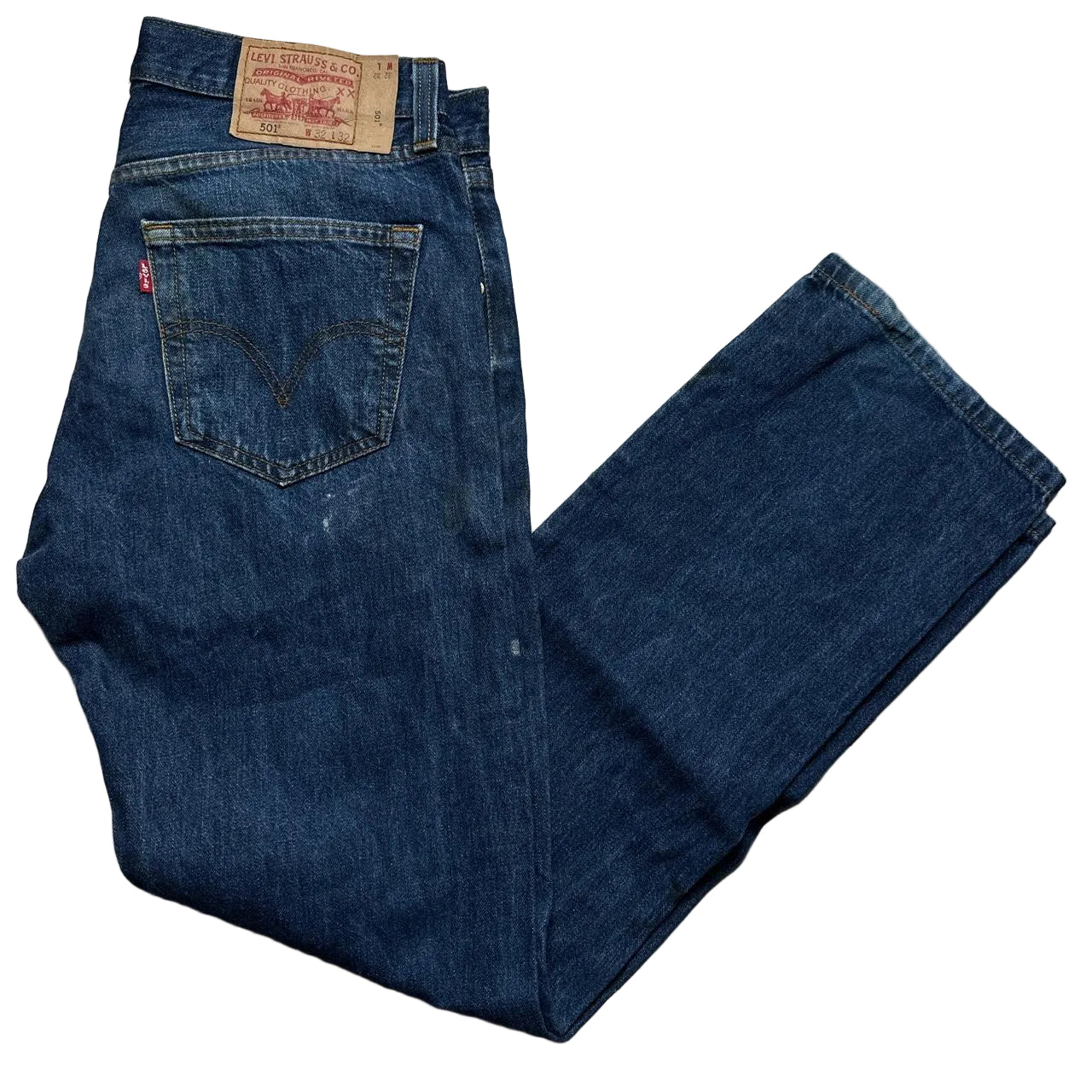 Levis 501 Vintage Navy Distressed Jeans (32W)