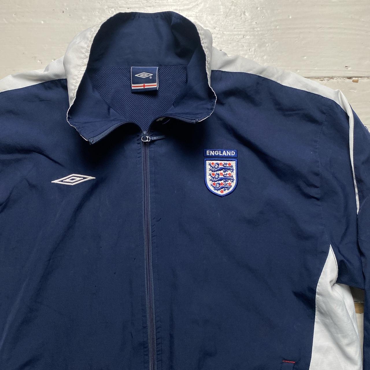 England Umbro Vintage Navy and White Shell Windbreaker Tracksuit Jacket