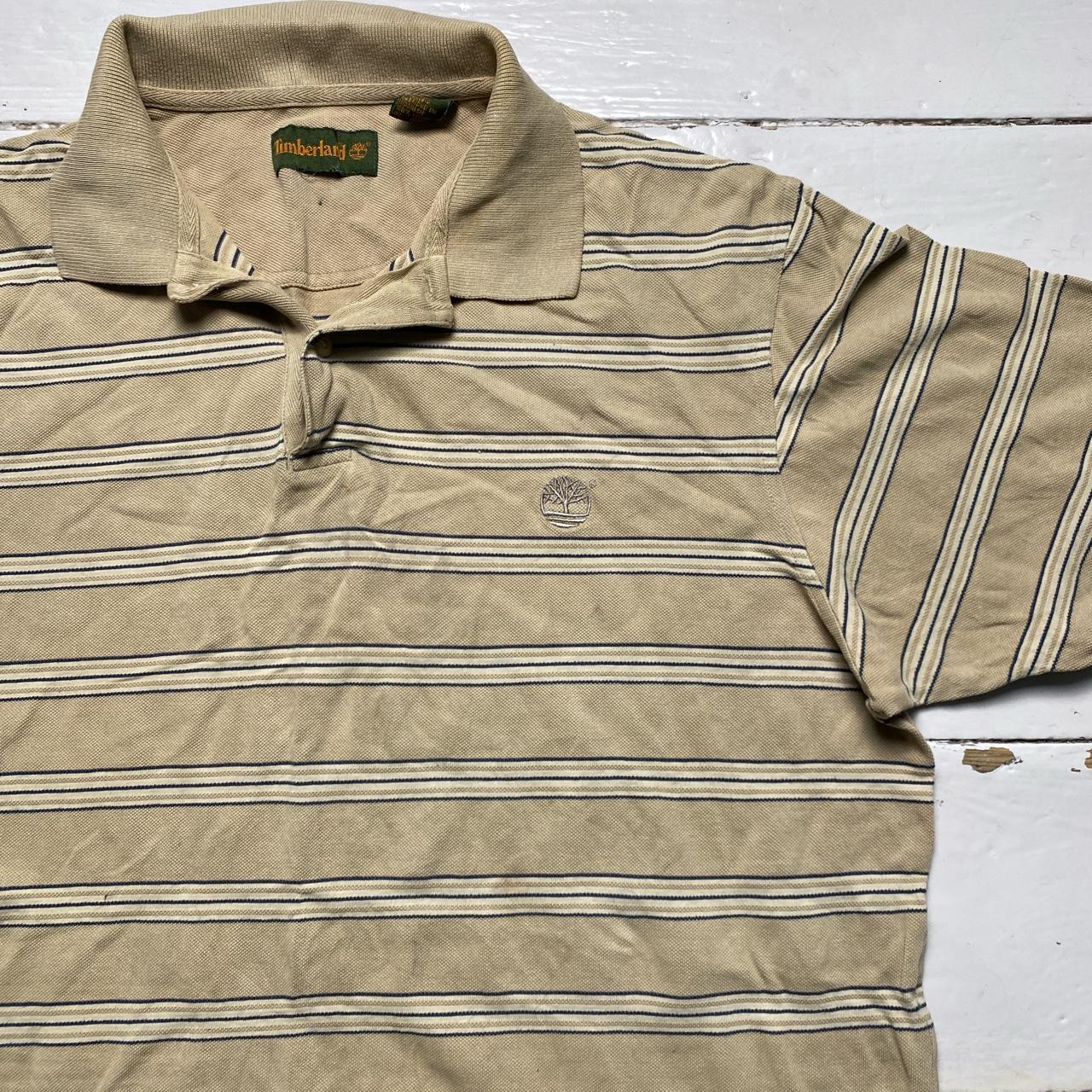 Timberland Cream Striped Short Sleeve Polo Shirt