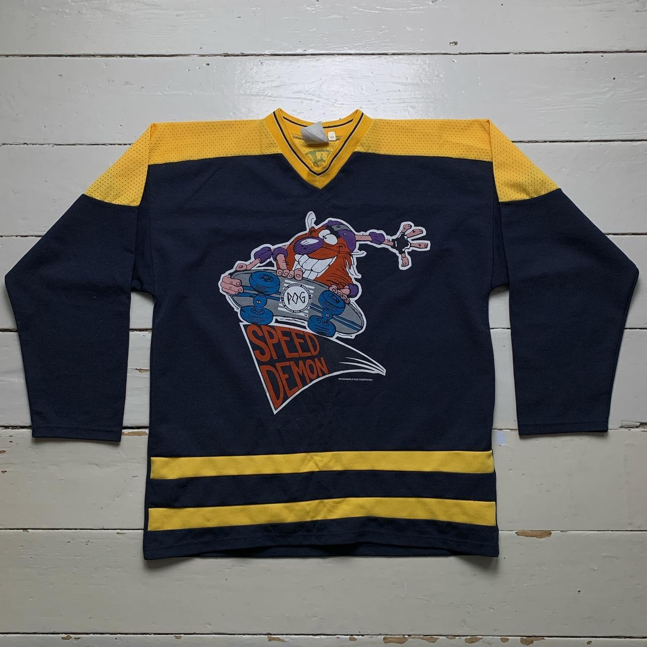 POG Vintage Long Sleeve Hockey Style Skateboarding Jersey