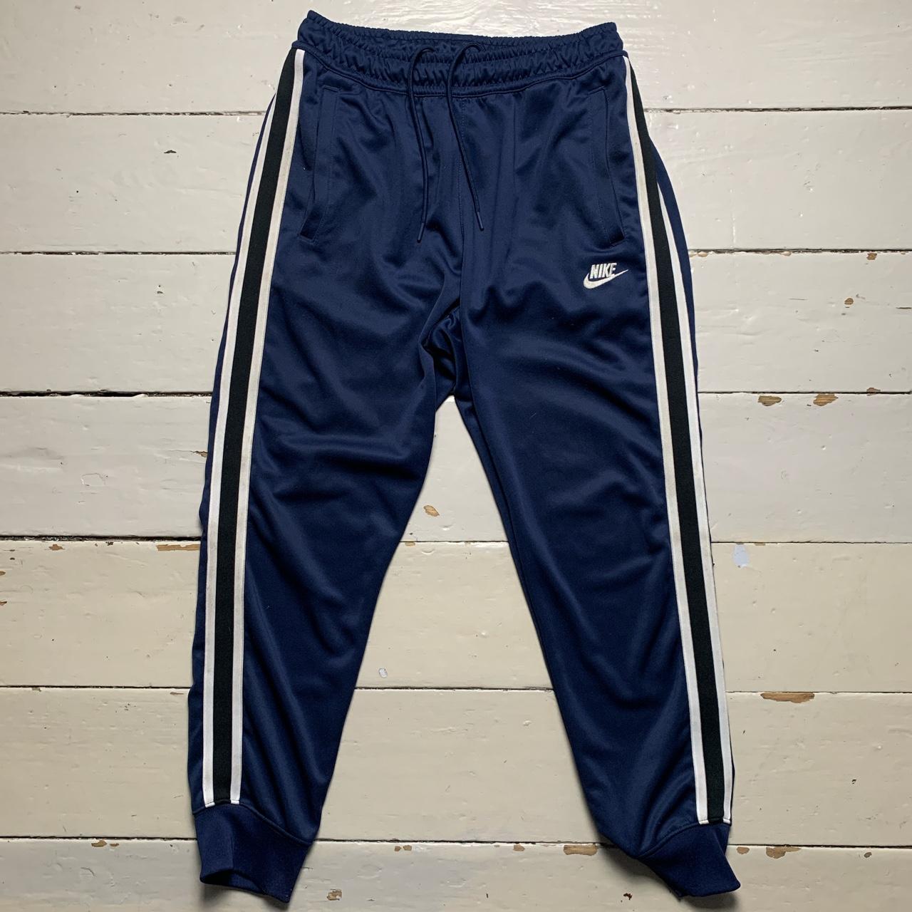 Nike Swoosh Navy and White Track Bottoms