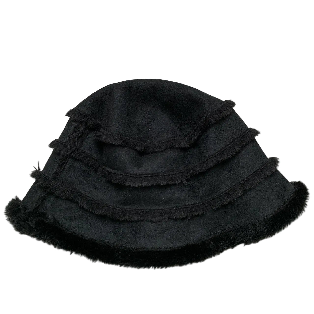 Barbour Black Suede Faux Fur Bucket Hat