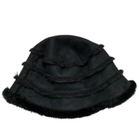 Barbour Black Suede Faux Fur Bucket Hat