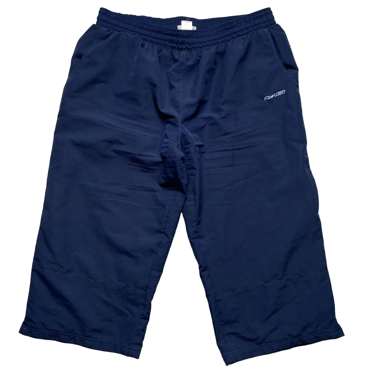 Reebok Navy and White Shell Tracksuit Bottom Shorts
