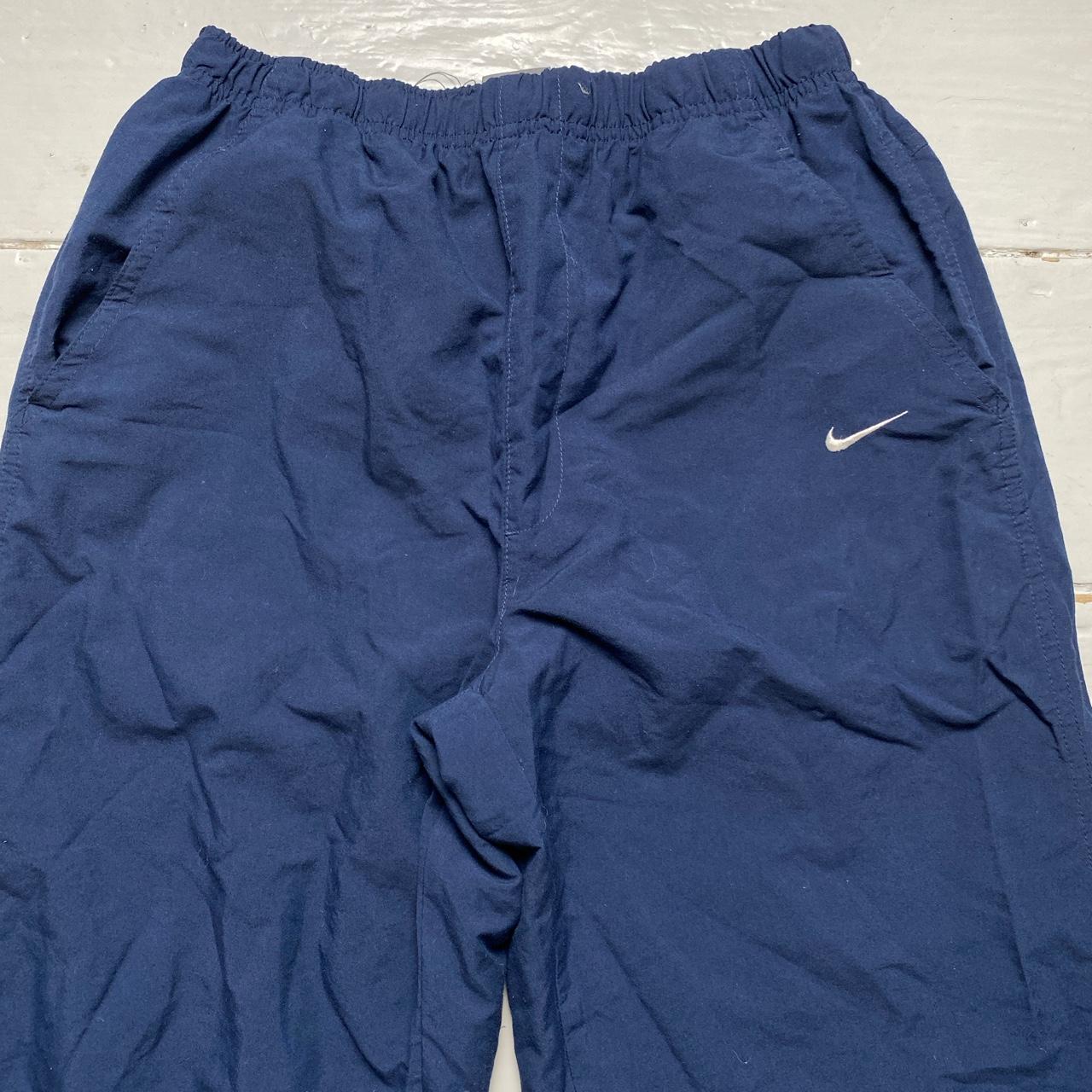 Nike Vintage Swoosh Navy and White Baggy Shell Track Pant Bottoms