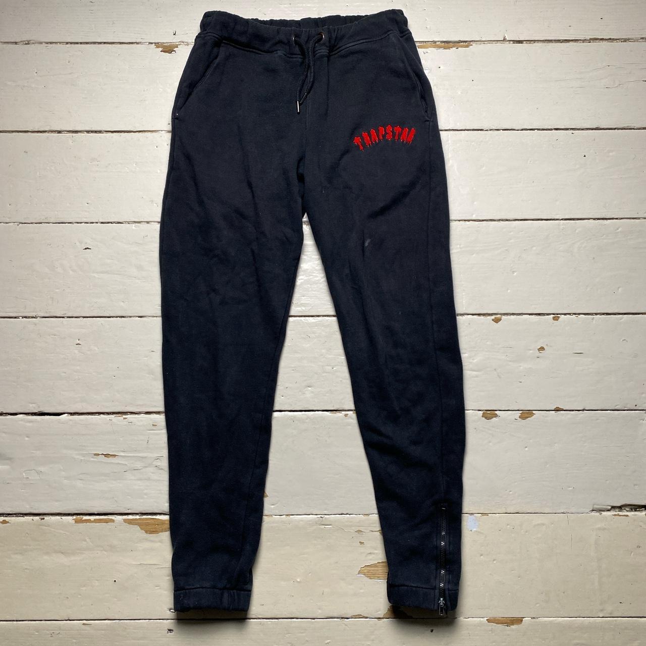 Trapstar Black Red and White Contrast Stitch Slim Joggers