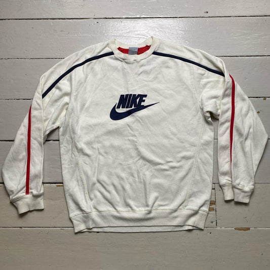 Nike Sporting Excellence Cream Navy and Red Big Swoosh Jumper